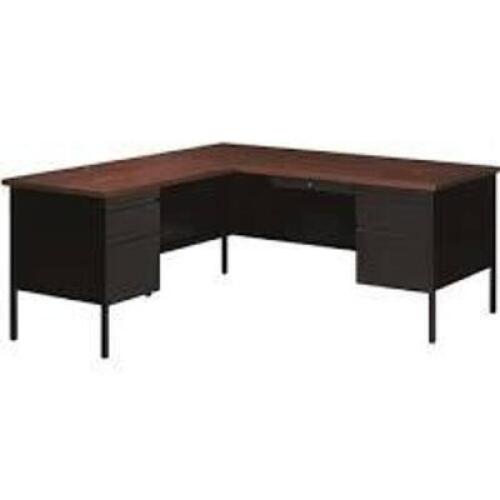 DESCRIPTION: (1) L SHAPED DESK BRAND/MODEL: OFFICE DIMENSIONS INFORMATION: BLACK AND WALNUT RETAIL$: $1070.07 EA SIZE: 29.5"H 66"W 72"D QTY: 1