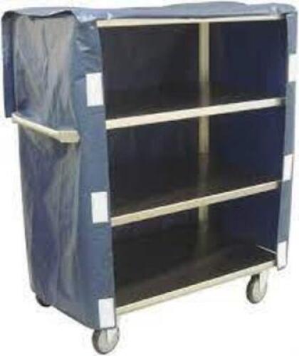 DESCRIPTION: (1) STAINLESS STEEL LINEN CART BRAND/MODEL: JAMCO #ZL236-STAS INFORMATION: BLUE COVER RETAIL$: $3080.45 EA SIZE: 36"W 22"L 47"H QTY: 1