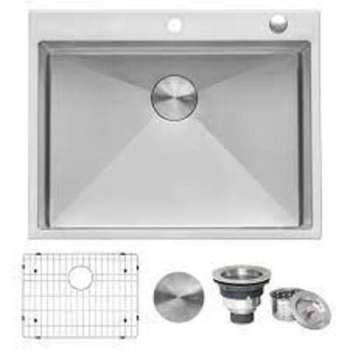 DESCRIPTION: (1) SINGLE BOWL KITCHEN SINK BRAND/MODEL: RUVATI #RVH8008 INFORMATION: STAINLESS STEEL RETAIL$: $359.00 EA SIZE: 10" BOWL DEPTH QTY: 1