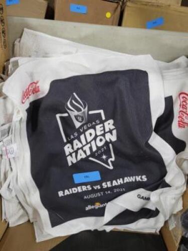 DESCRIPTION: (1) SET OF APPROX (30) ASSORTED RALLY TOWELSBRAND/MODEL: COCA-COLAINFORMATION: LAS VEGAS RAIDERSRETAIL$: $35.00 PER TOWELQTY: 1