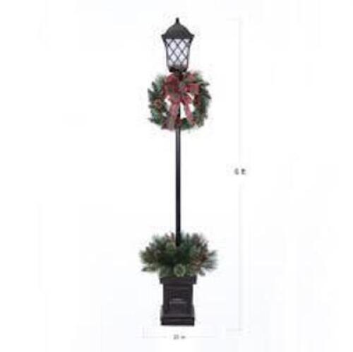 DESCRIPTION: (1) PRE-LIT CHRISTMAS LAMP POST BRAND/MODEL: ALPINE INFORMATION: FLICKERING LED RETAIL$: $49.00 EA SIZE: 6' QTY: 1