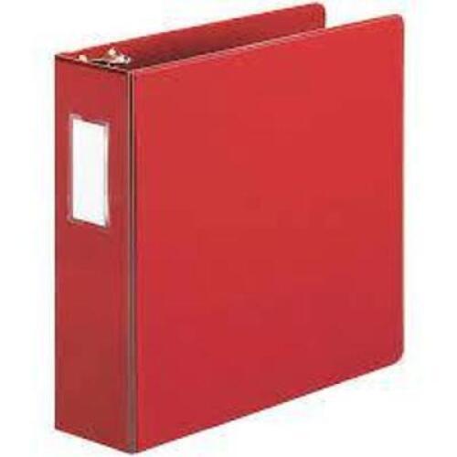 DESCRIPTION: (7) ECONOMY NON-STICK NON-VIEW BINDER WITH 3 RING BRAND/MODEL: UNIVERSAL #UNV35413 INFORMATION: RED RETAIL$: $4.39 EA SIZE: 3" QTY: 7