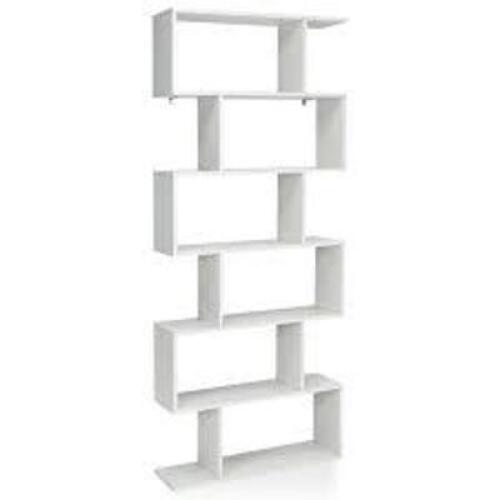 DESCRIPTION: (1) S SHAPED BOOKSHELF STORAGE DISPLAY BOOKCASE BRAND/MODEL: GMAX Z-SHELF INFORMATION: WHITE RETAIL$: $140.00 EA QTY: 1