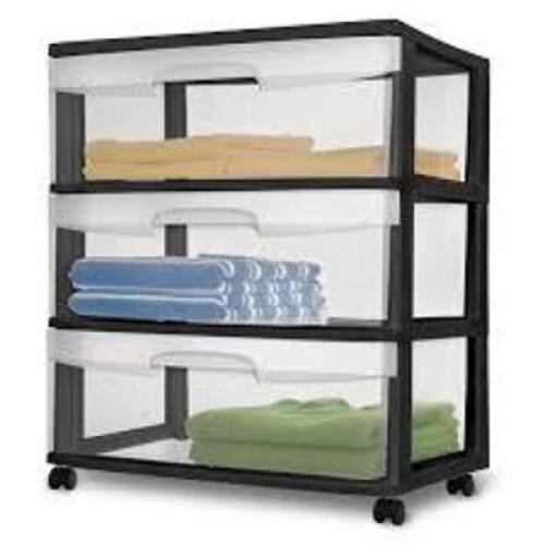 DESCRIPTION: (1) 3 DRAWER DRESSER BRAND/MODEL: STERILITE INFORMATION: WHITE RETAIL$: 30 SIZE: 15.88 x 21.88 x 24.00 QTY: 1