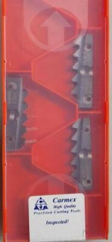DESCRIPTION: (4) SETS OF (3) CARBIDE THREADING INSERTS BRAND/MODEL: CARMEX H63 I 4 BBUT-027/4270 MT7 RETAIL$: $ 69.95 EA SIZE: H63 I4 QTY: 4