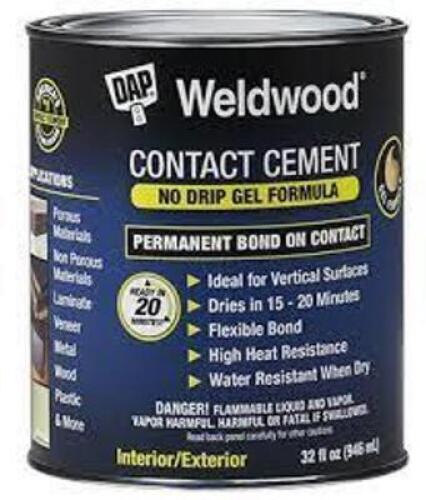 DESCRIPTION: (4) CONTACT CEMENT BRAND/MODEL: WELDWOOD #25312 RETAIL$: $23.01 EA SIZE: 32 FL OZ QTY: 4
