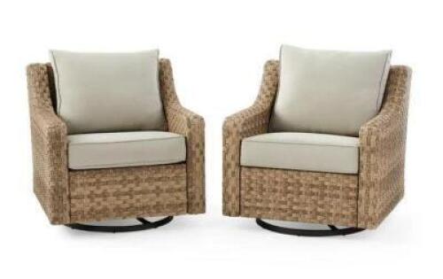 DESCRIPTION: (2) WICKER SWIVEL GLIDERSBRAND/MODEL: BETTER HOMES & GARDENS/BH49-092-099-02RETAIL$: $698/PAIRSIZE: 32.28" W x 34.65" D x 31.89" HQTY:&nbsp;2
