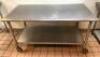 60" X 30" STAINLESS PREP TABLE ON CASTERS