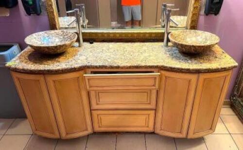 60" DECORATIVE DOUBLE VANITY W/ LIGHT BROWN CABINETS