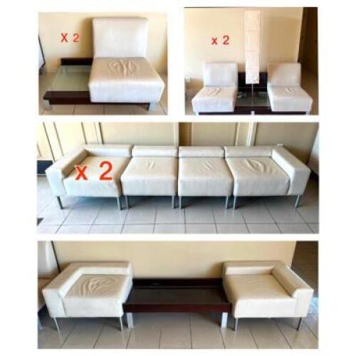 7-PIECE LEATHER WAITING ROOM SOFA SET