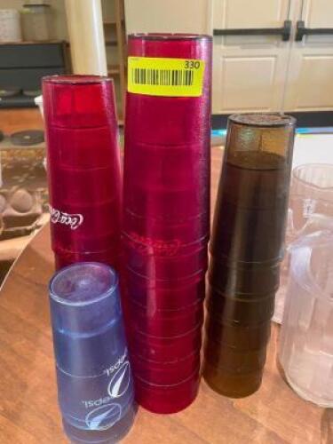 (1) LOT OF PLASTIC TUMBLERS.