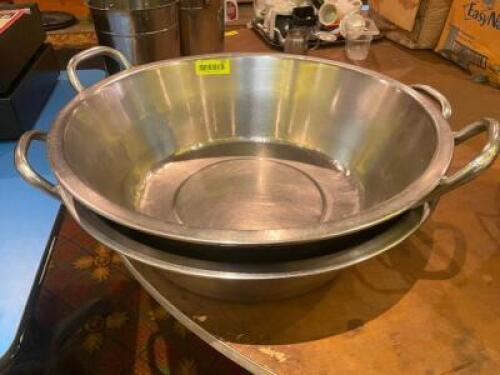 (2) 20" STAINLESS BOWLS W/ HANDLES