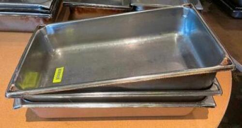 (6) FULL SIZE STAINLESS INSERTS - NO LIDS