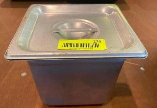 (6) 1/6 SIZE STAINLESS INSERTS W/ LIDS