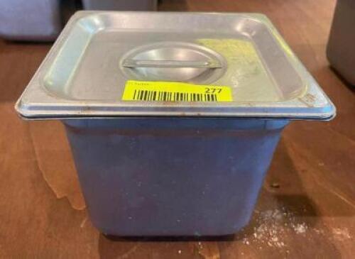 (6) 1/6 SIZE STAINLESS INSERTS W/ LIDS