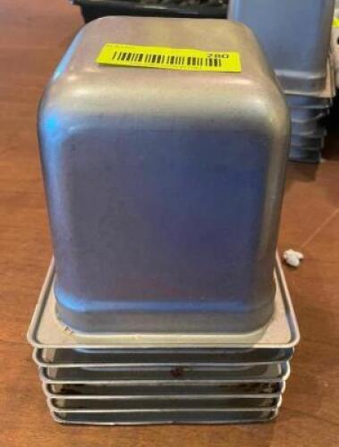 (6) 1/6 SIZE STAINLESS INSERTS - NO LIDS