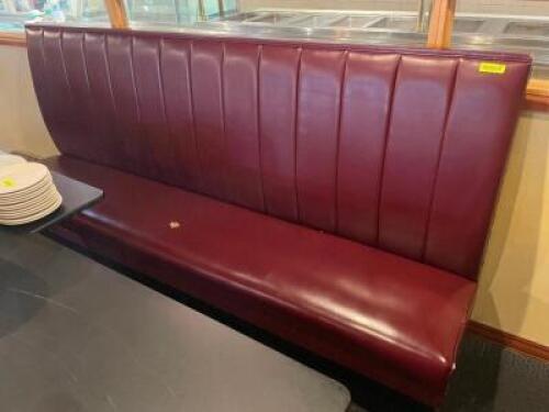 (4) 100" SECTIONS OF HIGH BACK MAROON PADDED BENCH SEATS.