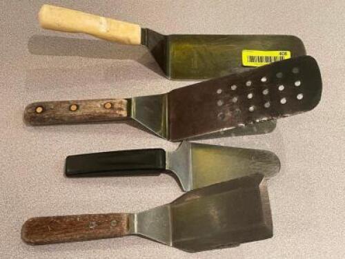 (4) ASSORTED STAINLESS TURNERS.