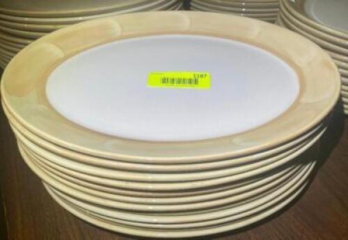 (12) 13" CHINA PLATTERS W/ TAN TRIM