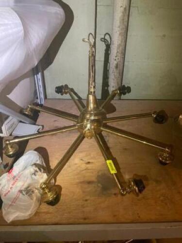 (2) CHANDELIERS W/ BRASS FINISH.