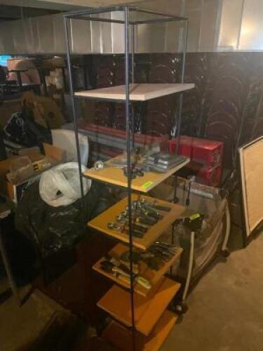 12" X 12" SIX TIER WOODEN AND METAL SHELF