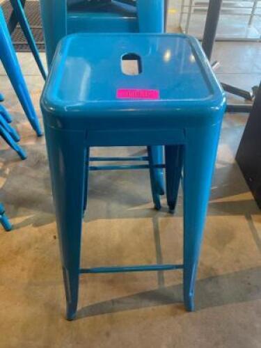 (3) 30" METAL BACKLESS BAR STOOLS - BLUE