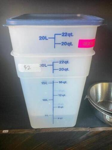 (2) 22 QT PLASTIC CONTAINERS W/ (1) LID