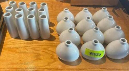 (24) ASSORTED CERAMIC TABLE FLOWER VASES