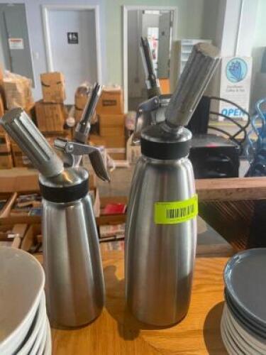 (2) STAINLESS WHIPPED CREAM DISPENSERS