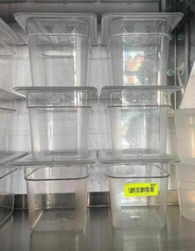 (6) 1/6 SIZE PLASTIC INSERTS W/ LIDS