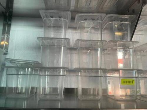 (9) 1/6 SIZE PLASTIC INSERTS W/ LIDS