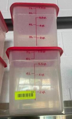 (2) 8 QT PLASTIC CONTAINERS W/ LIDS