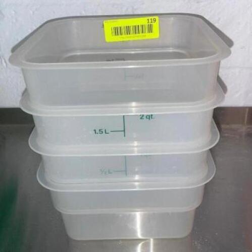 (4) 2 QT PLASTIC CONTAINERS - NO LIDS