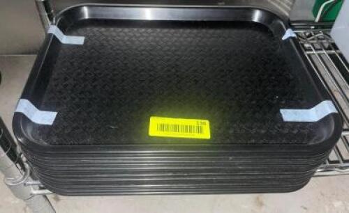(12) SMALL BLACK PLASTIC CAFE TRAYS