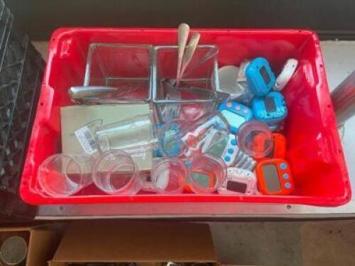 BUS TUB AND CONTENTS - ASSORTED UTENSILS AND SMALL WARES
