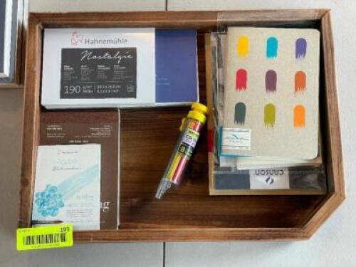 WOOD ORGANIZER WITH ASSORTED PREMIUM WRITING PADS