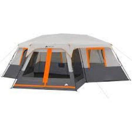 DESCRIPTION: (1) INSTANT CABIN TENT WITH SCREEN ROOM BRAND/MODEL: OZARK TRAIL INFORMATION: ORANGE AND GRAY RETAIL$: $250.00 EA SIZE: 112 PERSON 3 ROOM