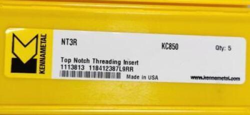 DESCRIPTION: (5) CARBIDE THREADING INSERTS BRAND/MODEL: KENNAMETAL NT3R KC850 RETAIL$: $34.15 PER INSERT QTY: 5