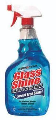 DESCRIPTION: (4) GLASS CLEANER BRAND/MODEL: MAX PRO GLASS SHINE RETAIL$: $8.00 EA SIZE: 33 OZ QTY: 4