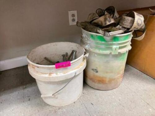 BUCKETS OF ASSORTED HARDWARE AND STRAPS