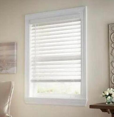 (2) - WHITE CORDLESS ROOM DARKENING 2.5 IN. PREMIUM FAUX WOOD BLIND FOR WINDOW - 72 IN. W X 48 IN. L