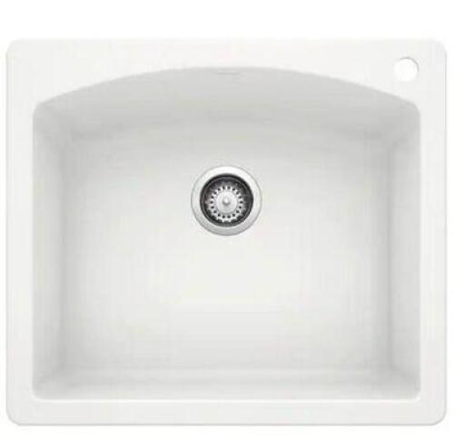 DIAMOND DUAL MOUNT GRANITE COMPOSITE 25 IN. 1-HOLE SINGLE BOWL KITCHEN SINK IN WHITE