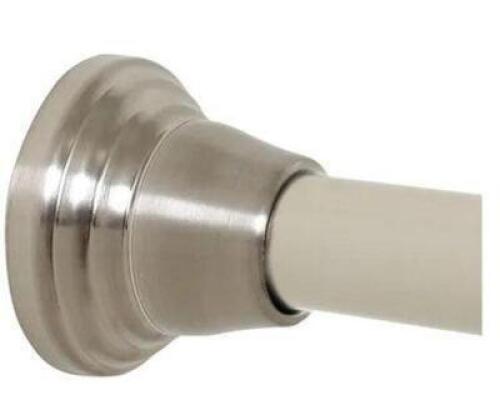 RUSTPROOF DECORATIVE FINIAL 46 IN. - 72 IN. ALUMINUM ADJUSTABLE TENSION NO-TOOLS SHOWER ROD IN BRUSHED NICKEL