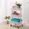 DOEWORKS 3-TIER MESH METAL UTILITY CART, ROLLING ORGANIZER STORAGE CART WITH HANDLE, WHITE - 6