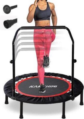 KANCHIMI 40" FOLDING MINI FITNESS INDOOR EXERCISE WORKOUT REBOUNDER TRAMPOLINE WITH HANDLE, MAX LOAD 330LBS