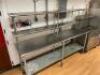 8' X 24" STAINLESS TABLE W/ TWO TIER RISER SHELF. - 2