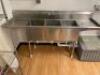 THREE WELL STAINLESS POT SINK W/ LEFT AND RIGHT DRY BOARDS - 2