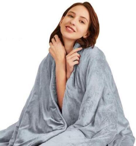 HEAVY WEIGHTED BLANKET SOFT MINKY MATERIAL WITH GLASS BEADS - GREY