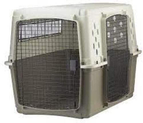 DESCRIPTION: (1) PET LODGE DOUBLE DOOR CRATE BRAND/MODEL: MILLER MFG #SUPER DISC #94013 INFORMATION: GREY AND BEIGE RETAIL$: $342.68 EA SIZE: XL - L 4