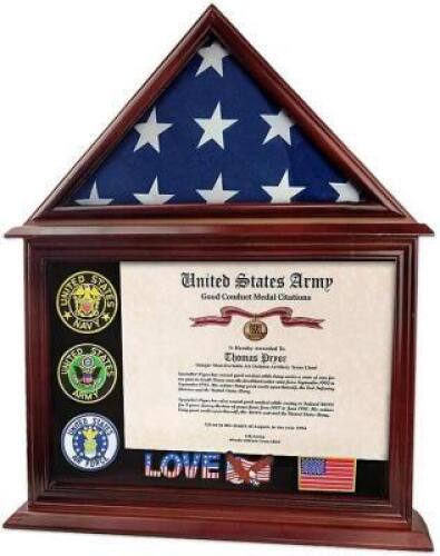 ASMILEINDEEP FLAG DISPLAY CASE CERTIFICATE & DOCUMENT HOLDER FRAME 3' X 5' FLAG MILITARY SHADOW BOX